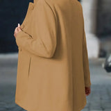 Camel blazer jacket, back view, long sleeves and button detailing at cuffs