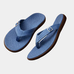 Orthopedic arch-support sandals, dark blue flip-flops with adjustable buckle strap