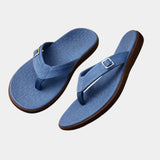 Orthopedic arch-support sandals, dark blue flip-flops with adjustable buckle strap