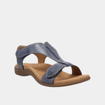 Light blue orthopedic sandal with two straps and open toe cushioned sole