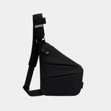 Black anti-theft crossbody bag with adjustable shoulder strap and front pocket