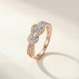 Albane infinity ring in gold and silver with pavé-set crystal links