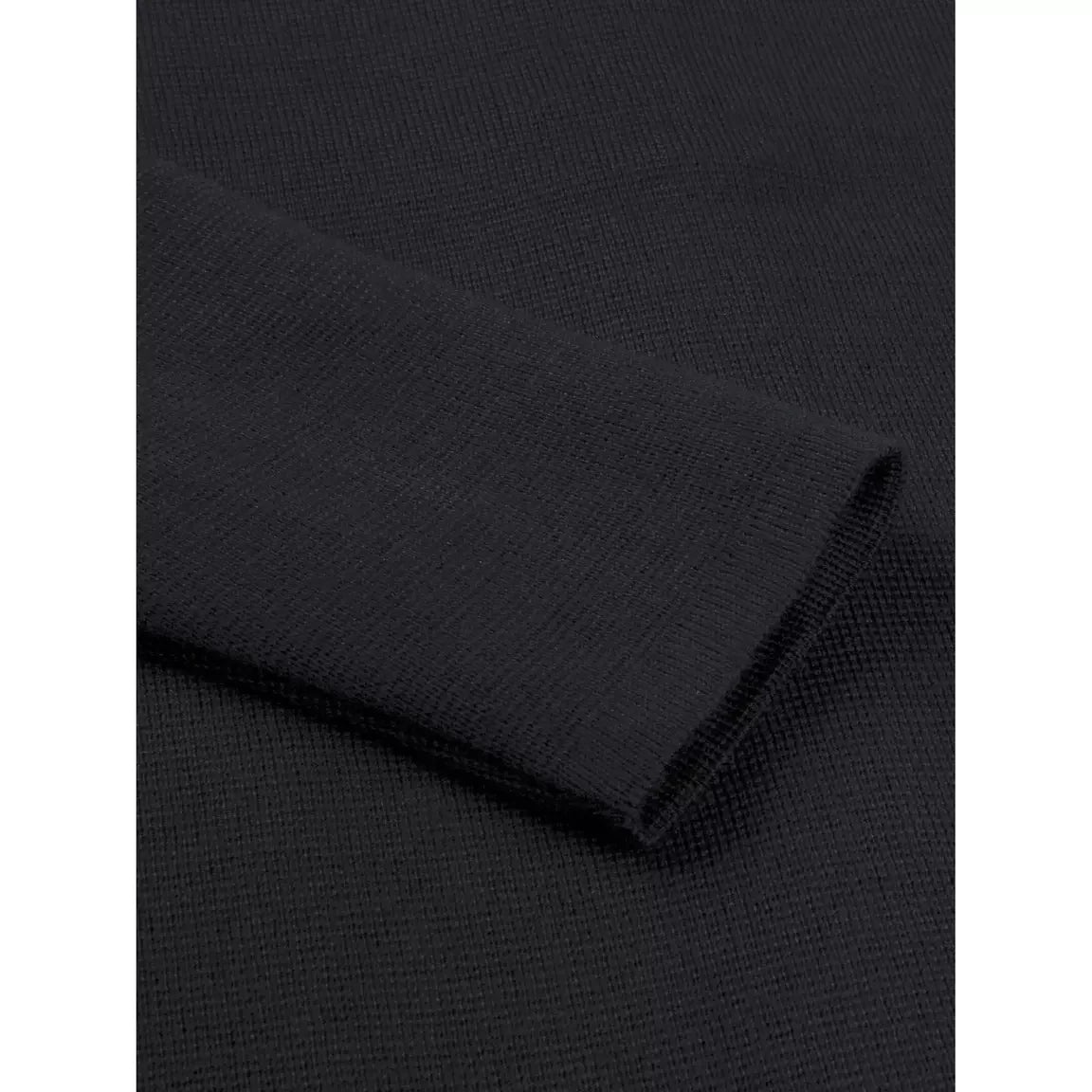 Black merino wool cardigan sleeve cuff with ribbed knit edging