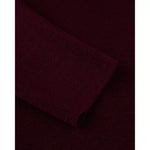 Burgundy merino wool cardigan sleeve cuff with ribbed knit edge