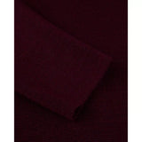 Burgundy merino wool cardigan sleeve cuff with ribbed knit edge