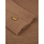 Camel merino wool knit cardigan sleeve cuff with gold button