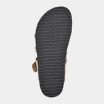 Orthopedic sandals dark outsole with textured wavy tread pattern