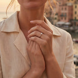 Solitaire ring with round gemstone on finger