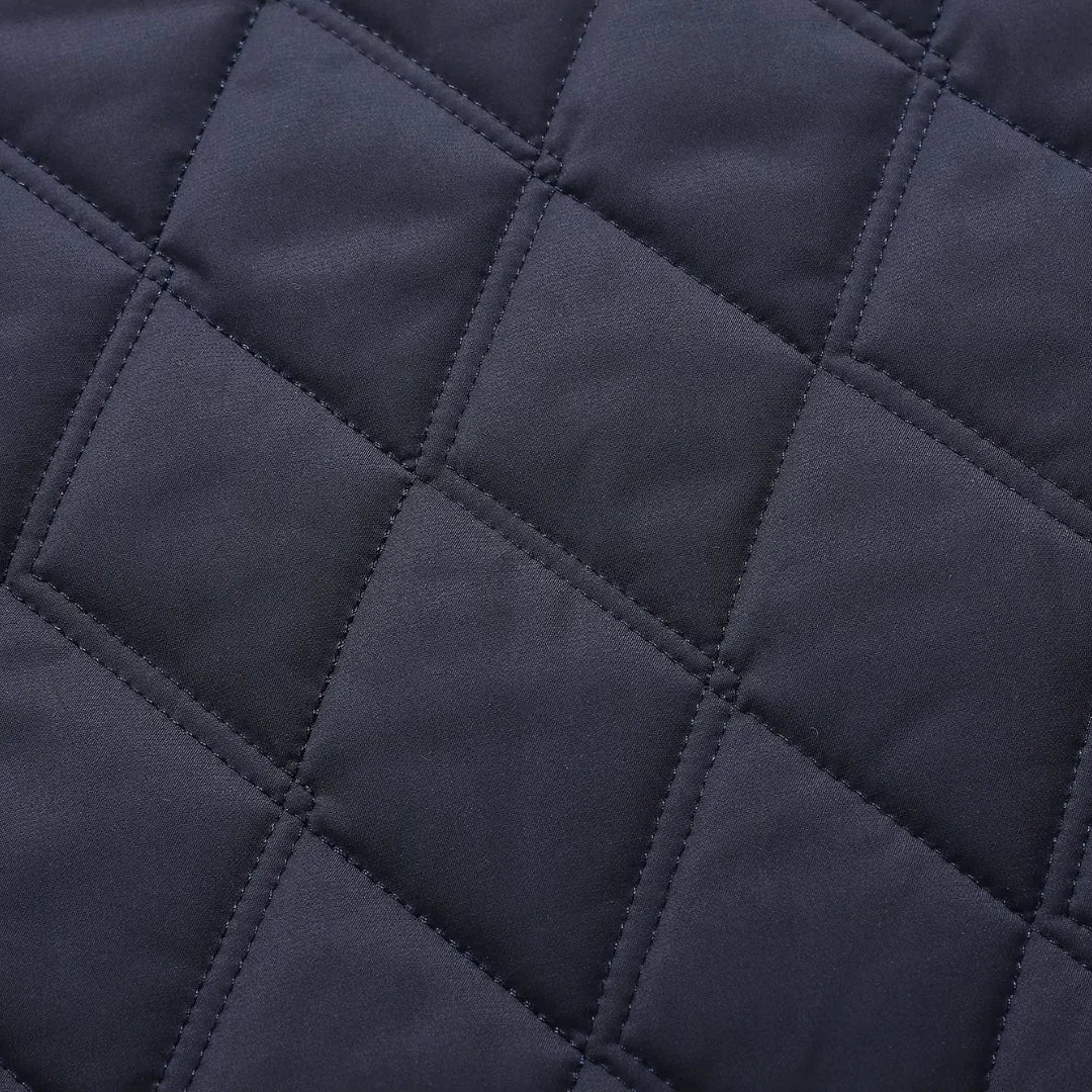 Navy quilted fabric panel with diamond stitching