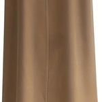 Back view of taupe sleeveless tunic with black gold paisley wide-leg pants