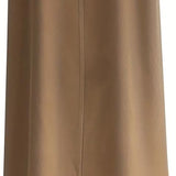 Back view of taupe sleeveless tunic with black gold paisley wide-leg pants