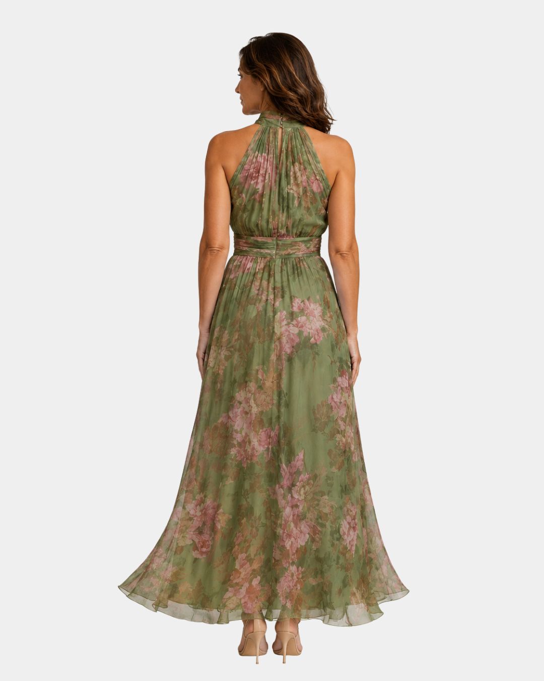 Maïa floral halter maxi dress with open back