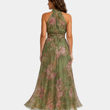 Maïa floral halter maxi dress with open back