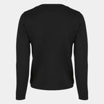 Merino wool cardigan in black, back view with long sleeves