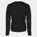 Merino wool cardigan in black, back view with long sleeves