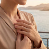 Elegant solitaire ring with round gemstone on finger