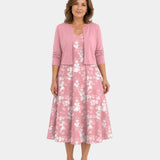 Guilaine | Floral Dress and Lightweight Cardigan Set