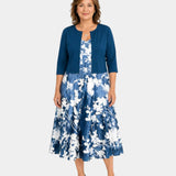 Guilaine | Floral Dress and Lightweight Cardigan Set