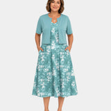 Guilaine | Floral Dress and Lightweight Cardigan Set