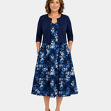 Guilaine | Floral Dress and Lightweight Cardigan Set