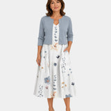 Guilaine | Floral Dress and Lightweight Cardigan Set
