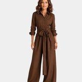 Cybèle | Elegant long-sleeve jumpsuit with belt