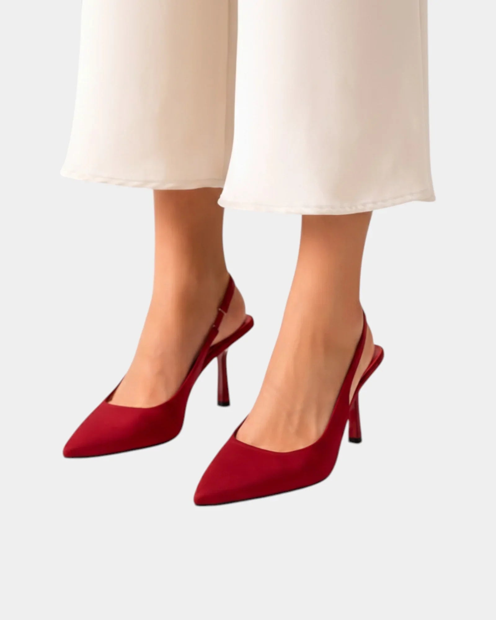 Classic high heels in red, pointed toe pump with slim heel