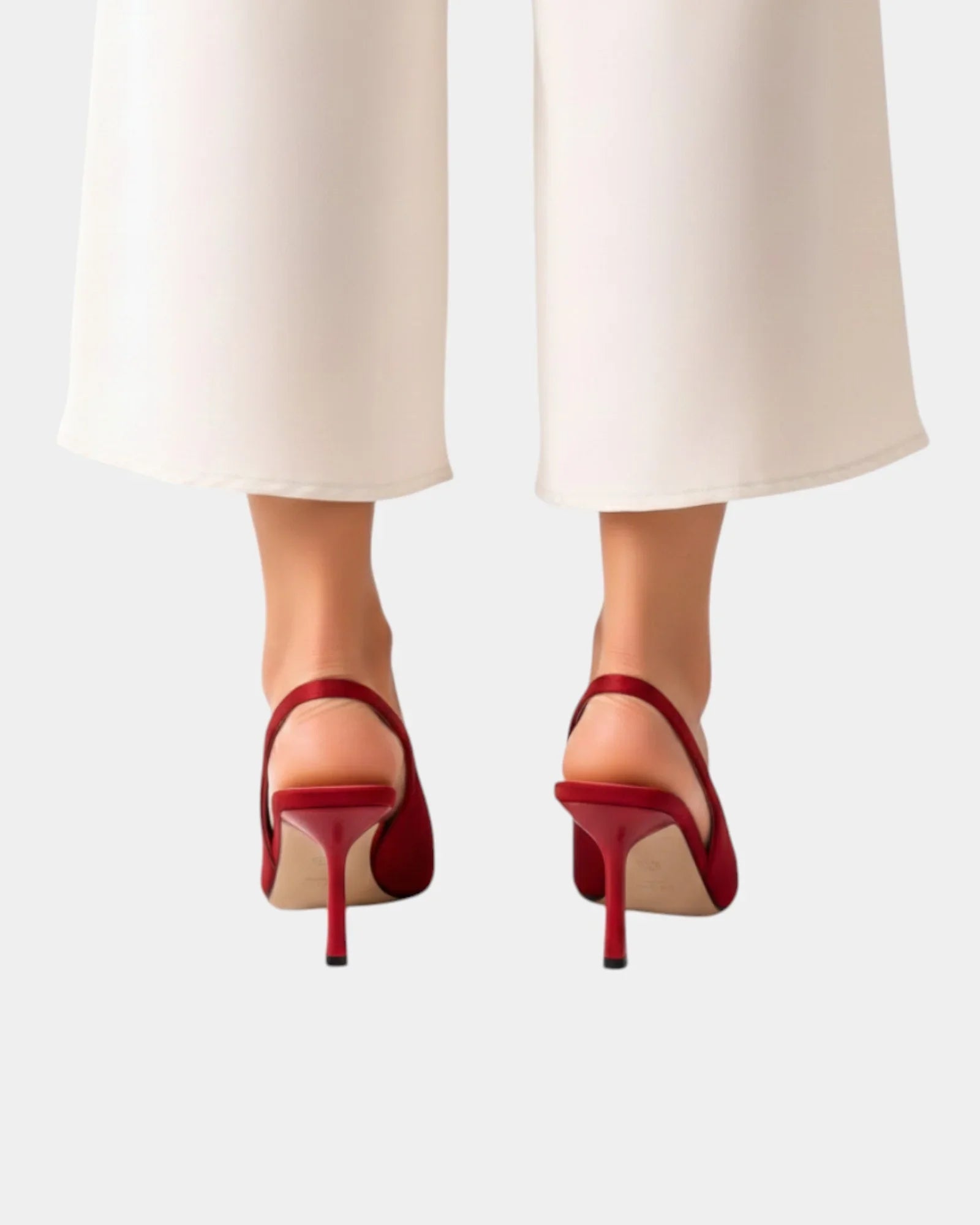 Classic high heels in red with pointed toe and slim heel