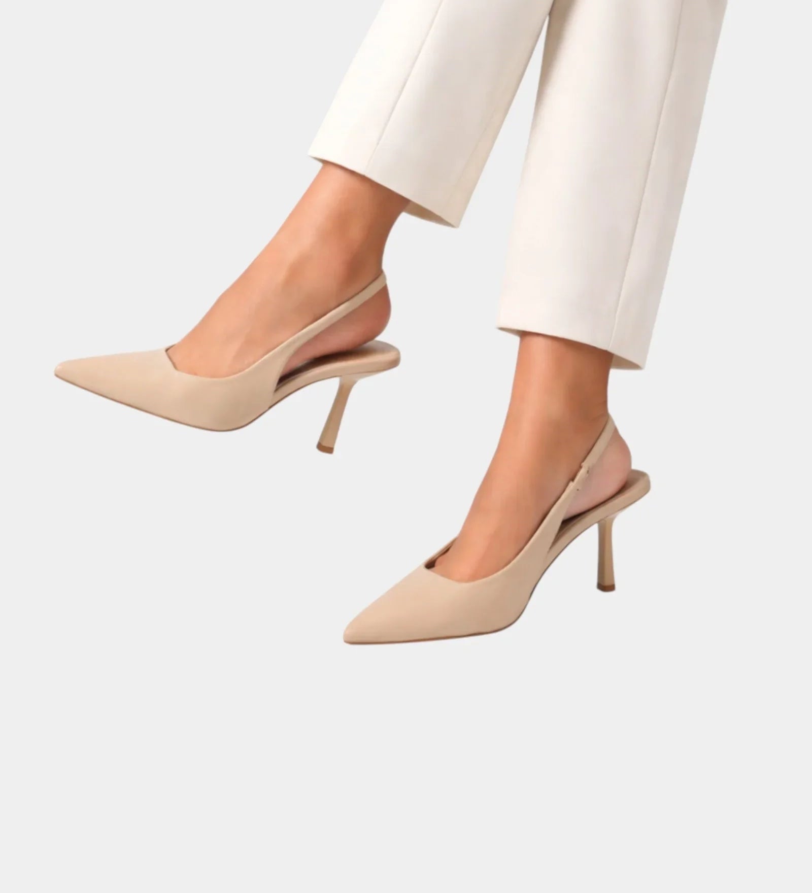 Classic high heels in beige, pointed toe pump with slim heel