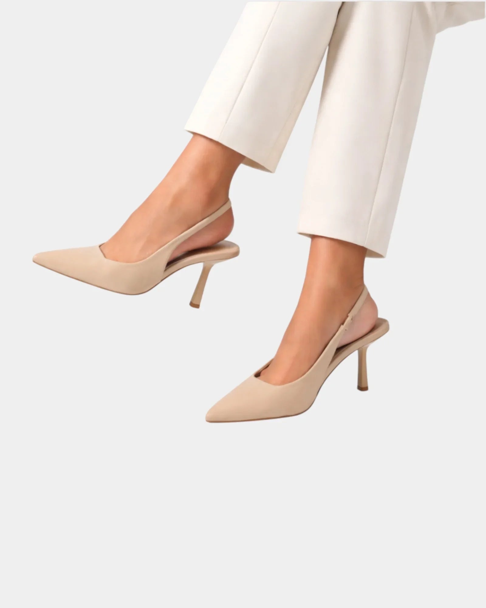 Classic high heels in beige, pointed toe pump with slim heel