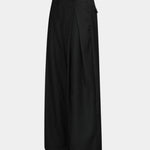 Black wide-leg pants with relaxed fit, slanted pockets, and belt loops