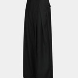Black wide-leg pants with relaxed fit, slanted pockets, and belt loops