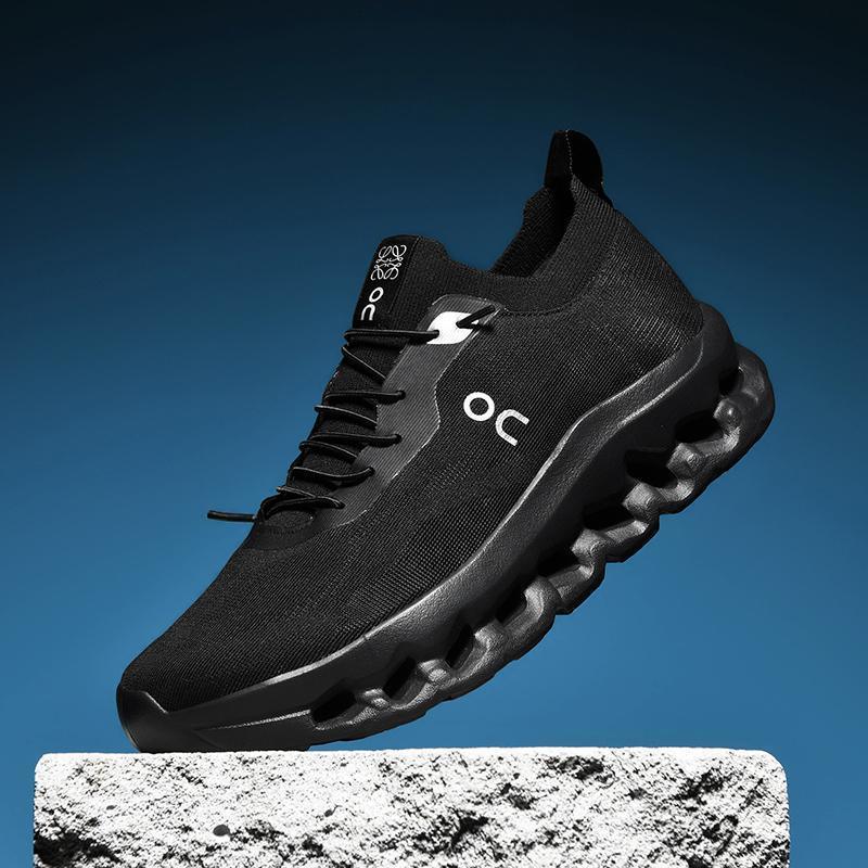 Black lace-up performance sneaker with chunky pod sole and OC logo