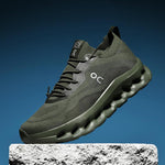 Olive green lace-up performance sneaker with cushioned pod outsole and OC logo