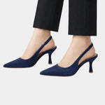 Raymonde classic high heels in dark blue, pointed toe and slim heel
