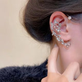 Etherea butterfly ear cuff in silver with crystal butterfly and leaf details
