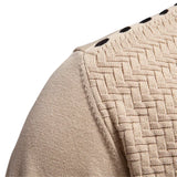 Beige knitted vest knit texture detail near shoulder and V-neck