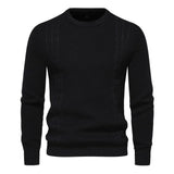 Men's knit sweater in black, crew neck, long sleeves, ribbed hem and cuffs