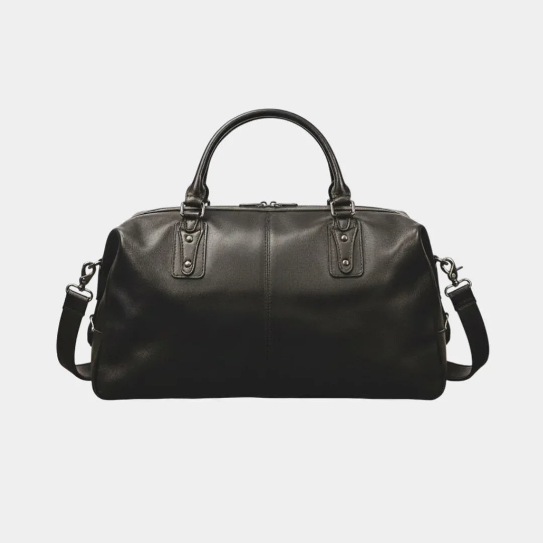 Louis black travel bag with top handles and detachable shoulder strap