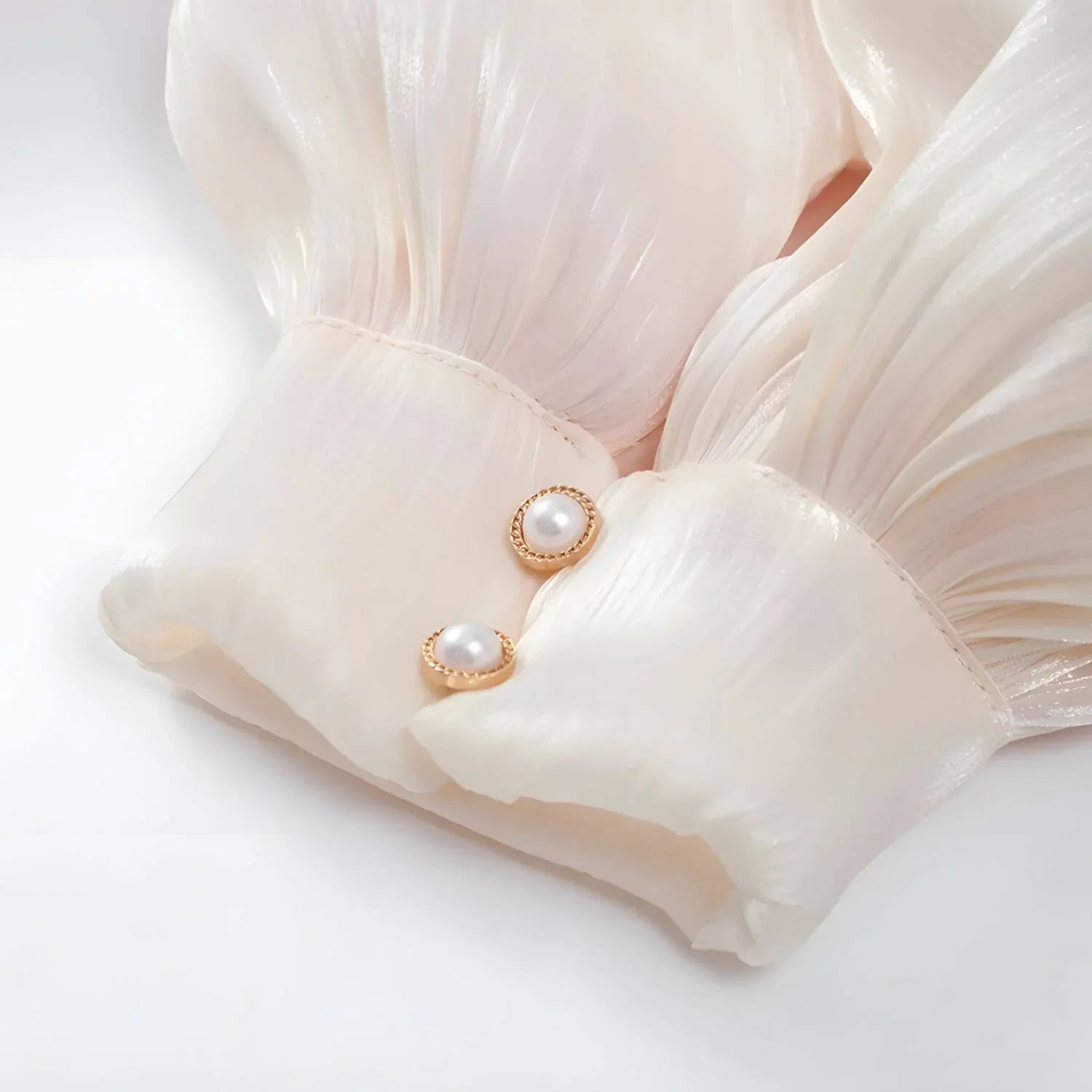 Monique Delicate Radiance ivory sheer sleeve cuffs with pearl button embellishments