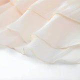 Monique Delicate Radiance ivory chiffon dress ruffled hem with soft gathered folds