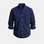 Dark-navy casual button-up shirt with button front and chest pocket