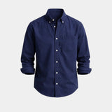 Dark-navy casual button-up shirt with button front and chest pocket