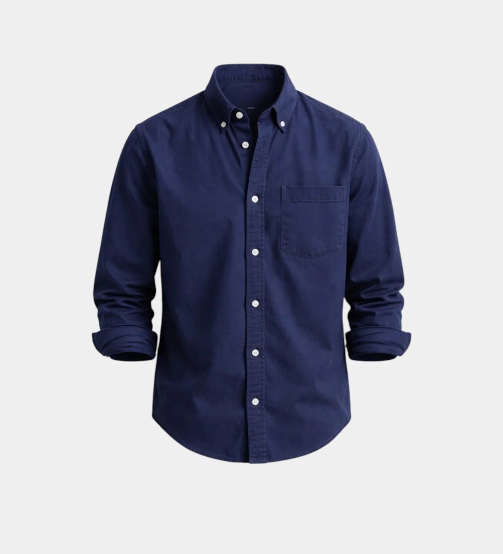 Dark-navy casual button-up shirt with button front and chest pocket