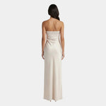 Back view strapless maxi dress in solid cream