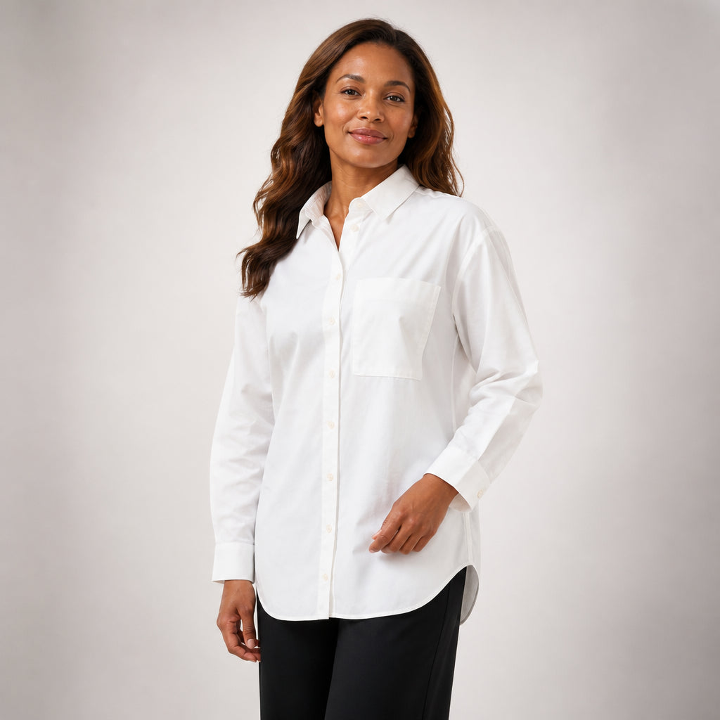 White Cotton Shirt | Oversized Button-Front