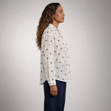 Embroidered Bee Shirt with Puffed Sleeves