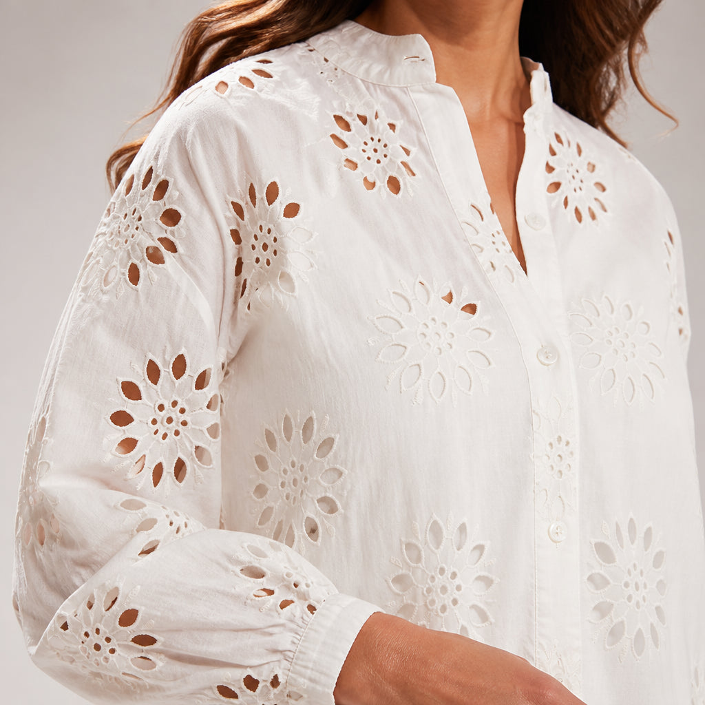 Anika Anglaise Shirt in Cream | Eyelet Detail