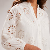 Anika Anglaise Shirt in Cream | Eyelet Detail