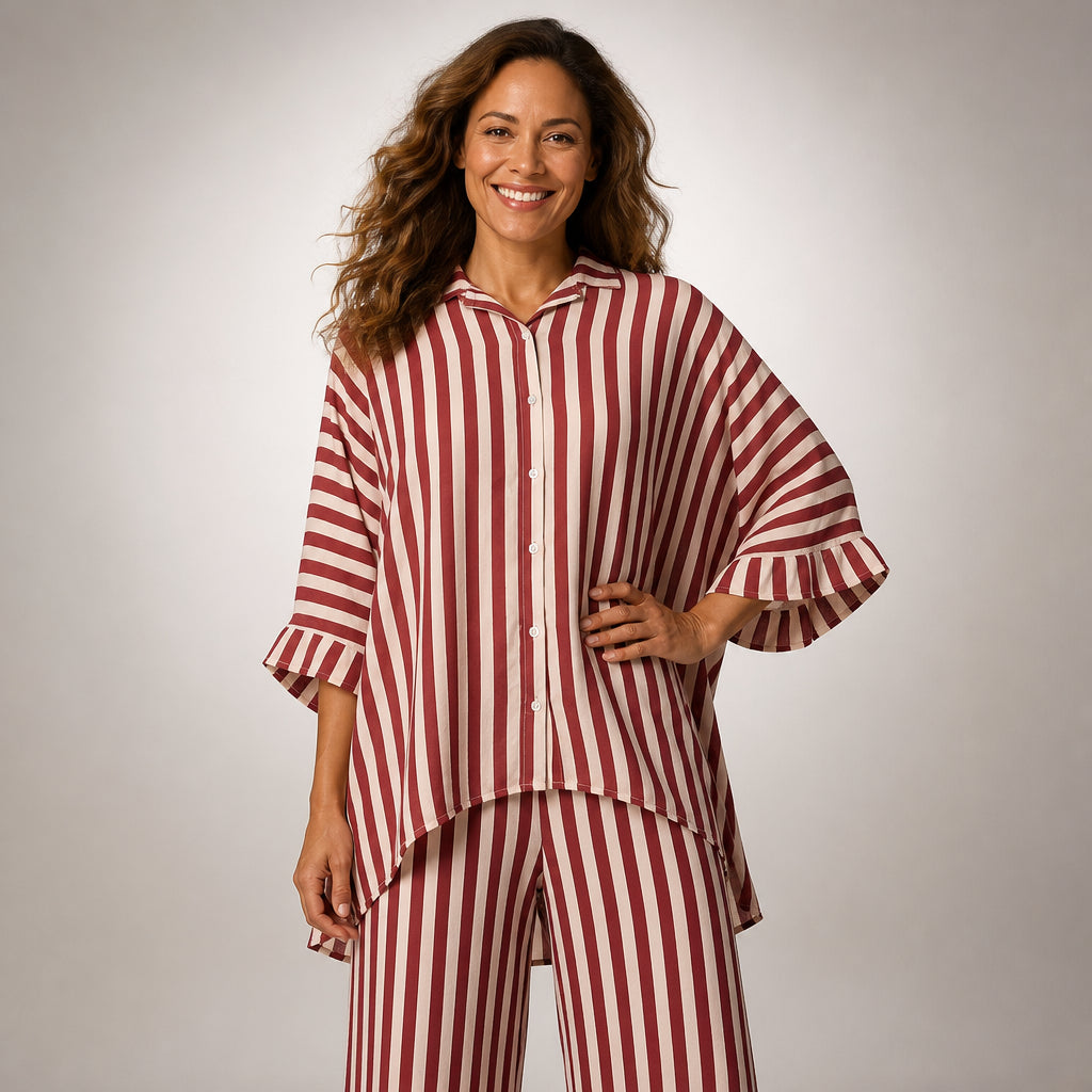 Oversized Striped Shirt in Viscose